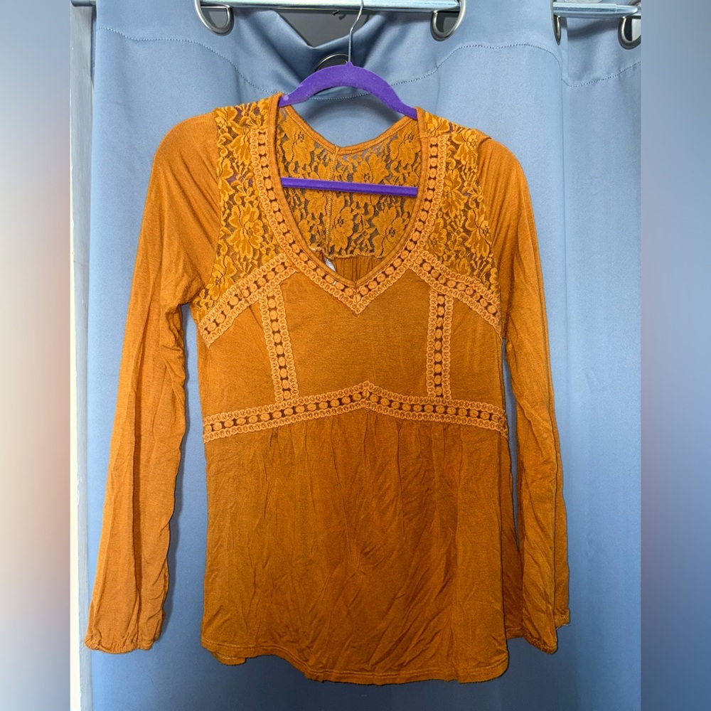 Vanity Golden Lace Accent Blouse